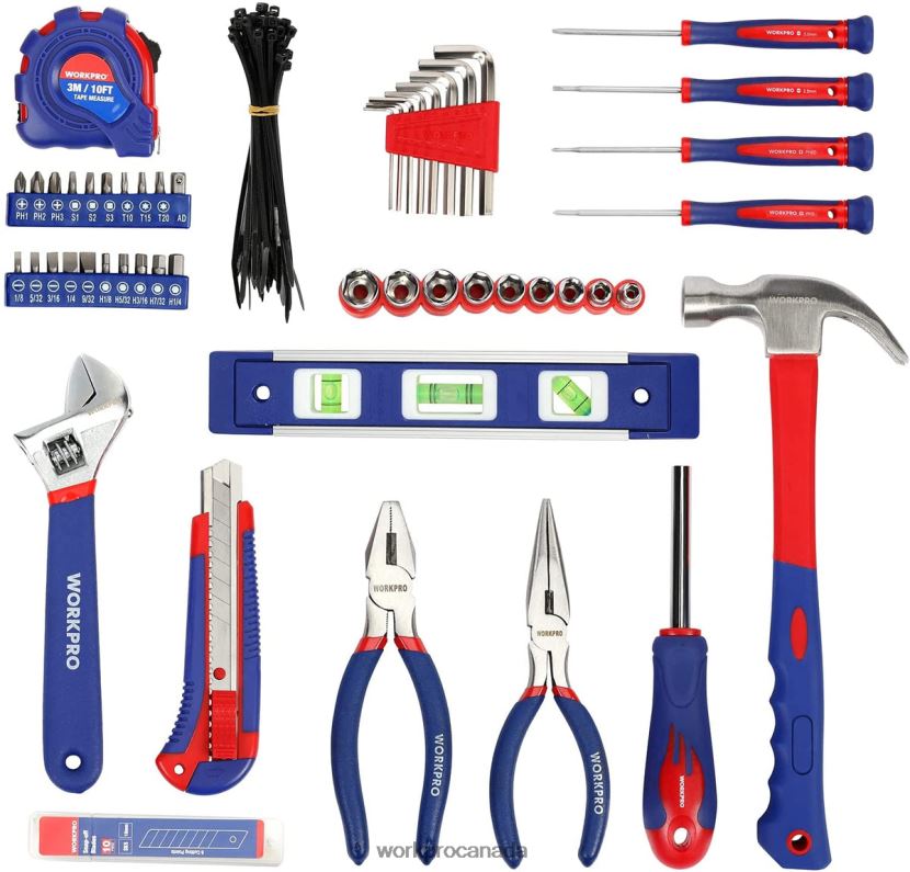 Helpful WORKPRO 100 Pcs Kitchen Drawer Household Hand Tool Set with Easy Carrying Pouch Tool ZNRDXV304