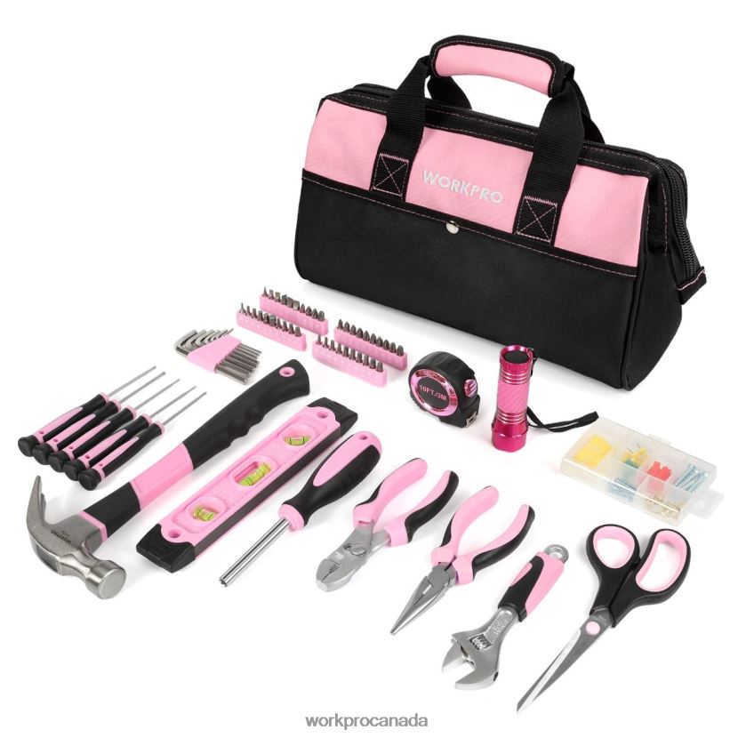 Helpful WORKPRO 106 Pcs Lady's Home Repairing Tool Set with Wide Mouth Open Storage Bag Tool ZNRDXV245