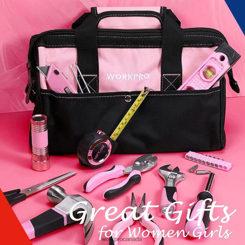 Helpful WORKPRO 106 Pcs Lady's Home Repairing Tool Set with Wide Mouth Open Storage Bag Tool ZNRDXV245