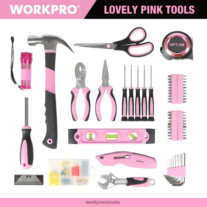 Helpful WORKPRO 106 Pcs Lady's Home Repairing Tool Set with Wide Mouth Open Storage Bag Tool ZNRDXV245