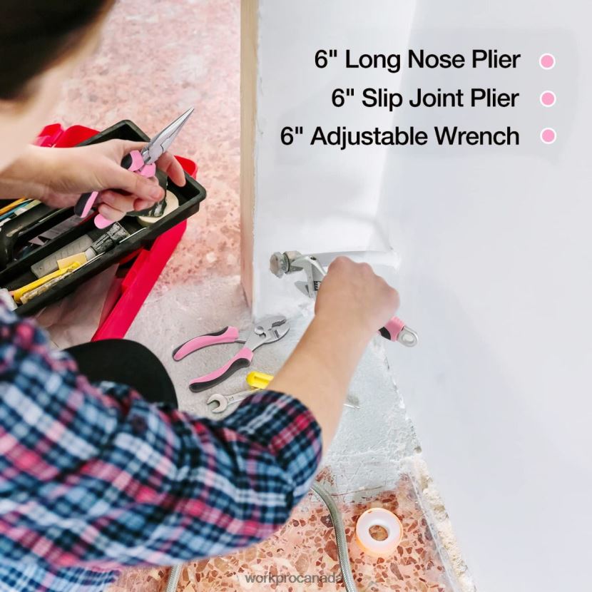 Helpful WORKPRO 106 Pcs Lady's Home Repairing Tool Set with Wide Mouth Open Storage Bag Tool ZNRDXV245