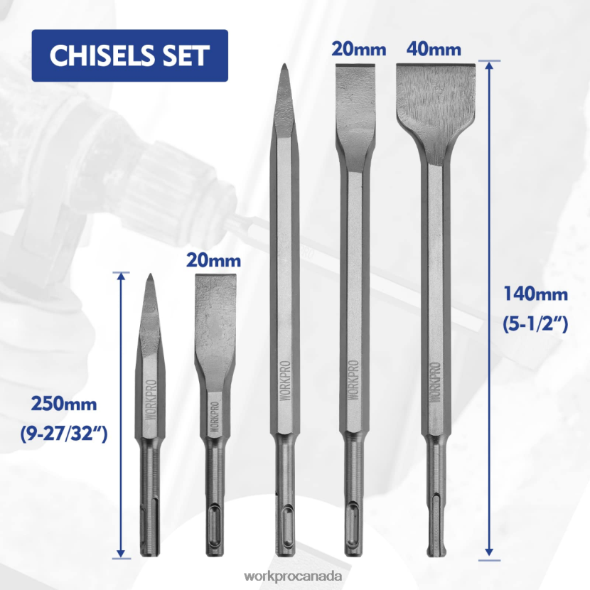 Helpful WORKPRO 17 Pcs SDS-Plus Rotary Hammer Drill Bits and Chisel Set Tool ZNRDXV199