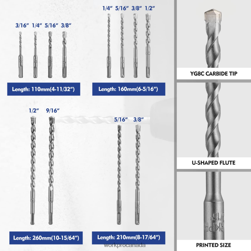 Helpful WORKPRO 17 Pcs SDS-Plus Rotary Hammer Drill Bits and Chisel Set Tool ZNRDXV199