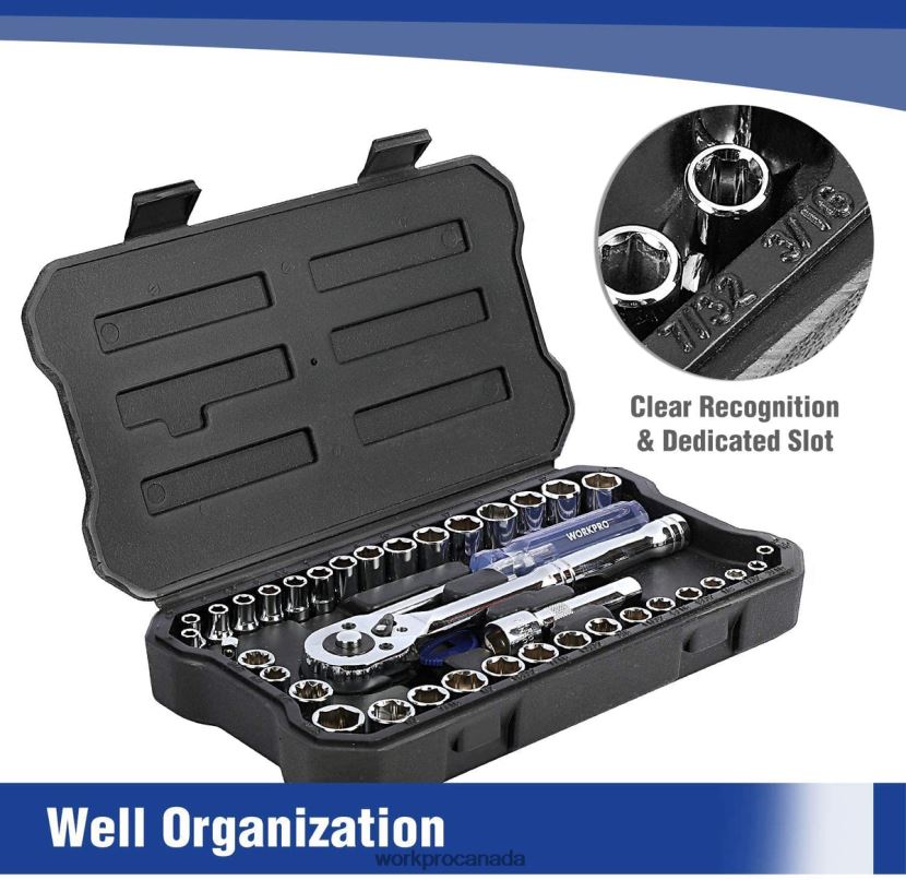 Helpful WORKPRO 39 Pcs Drive Socket Wrench Mechanics Tool Set with Tool Box Metric and SAE Tool ZNRDXV310