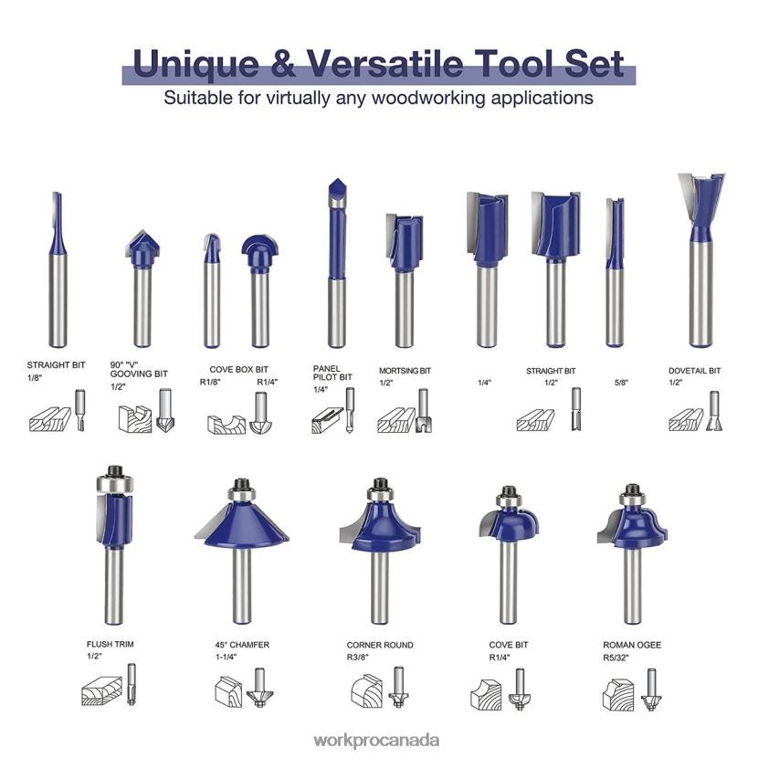 Morden WORKPRO 15 Pcs Router Bits Set, 1/4-Inch Shank Tungsten Carbide Router Bits Tool ZNRDXV130