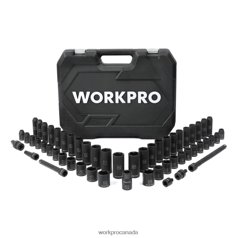 Morden WORKPRO 55 Pcs Drive Impact Socket Set with Extension Bars, Premium Cr-V Steel, SAE and Metric Sockets with Enhanced Storage Case Tool ZNRDXV307