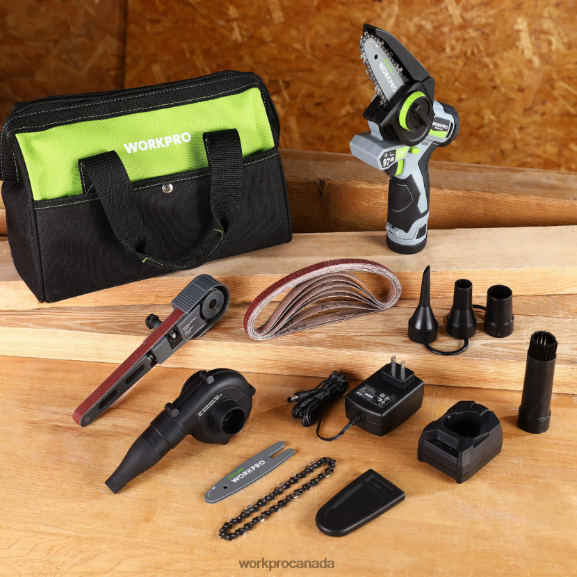 Morden WORKPRO Cordless Detail Belt Sander, Mini Chain Saw, Electric Blower, 3-in-1 Power Tool Combo Kit Tool ZNRDXV296
