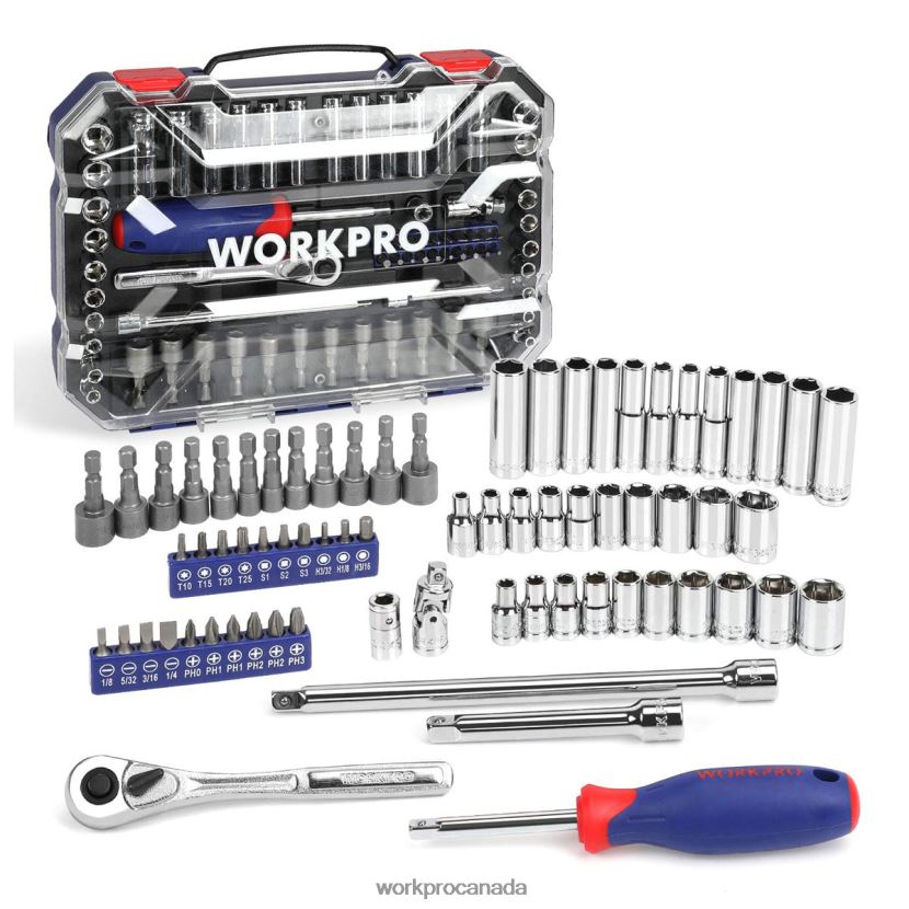 Morden WORKPRO Socket Set, 70 Pcs Drive Socket Set with Quick-Release Ratchet, Metric and SAE Tool ZNRDXV308