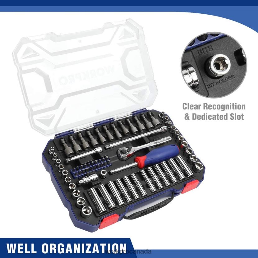 Morden WORKPRO Socket Set, 70 Pcs Drive Socket Set with Quick-Release Ratchet, Metric and SAE Tool ZNRDXV308