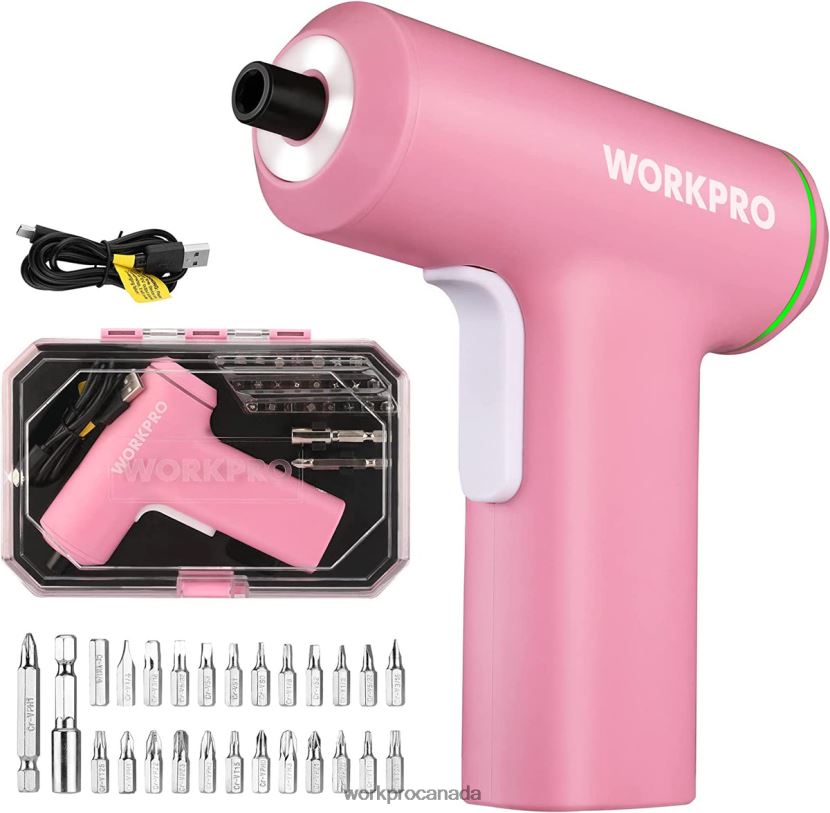 Pink/Black WORKPRO Electric Cordless 4V USB Rechargeable Lithium-ion Battery Screwdriver Set Tool ZNRDXV234