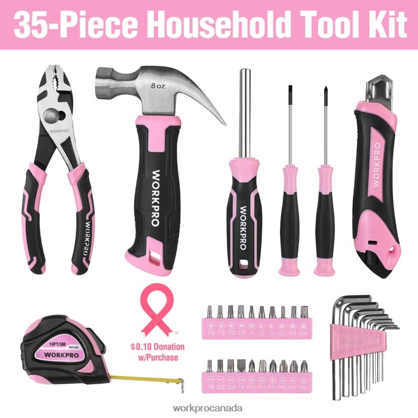 Pink/Blue WORKPRO 35 Pcs Household Tools Set with Storage Toolbox Tool ZNRDXV246