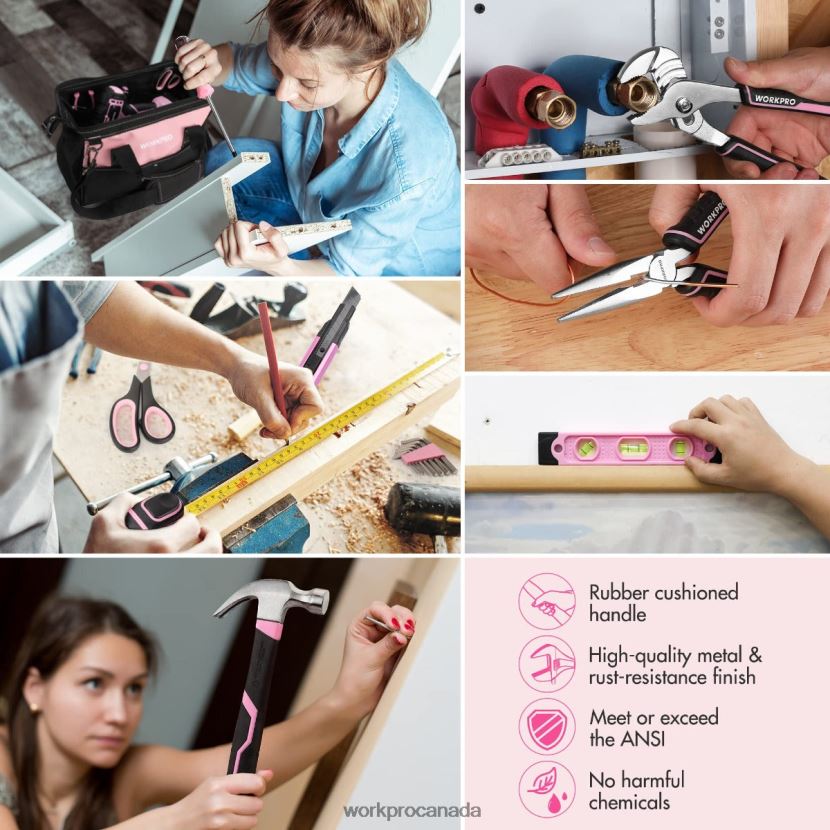 Pink/Grey WORKPRO 157-Piece Cordless Drill Combo Kit with 20V Cordless Lithium-ion Tool ZNRDXV259