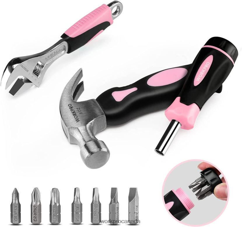 Pink WORKPRO 10 Pcs Household Tools Kit for Women with Screwdriver Bits Holder Set Tool ZNRDXV243