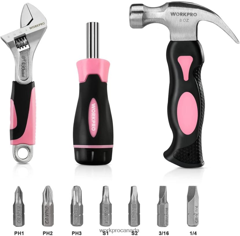 Pink WORKPRO 10 Pcs Household Tools Kit for Women with Screwdriver Bits Holder Set Tool ZNRDXV243