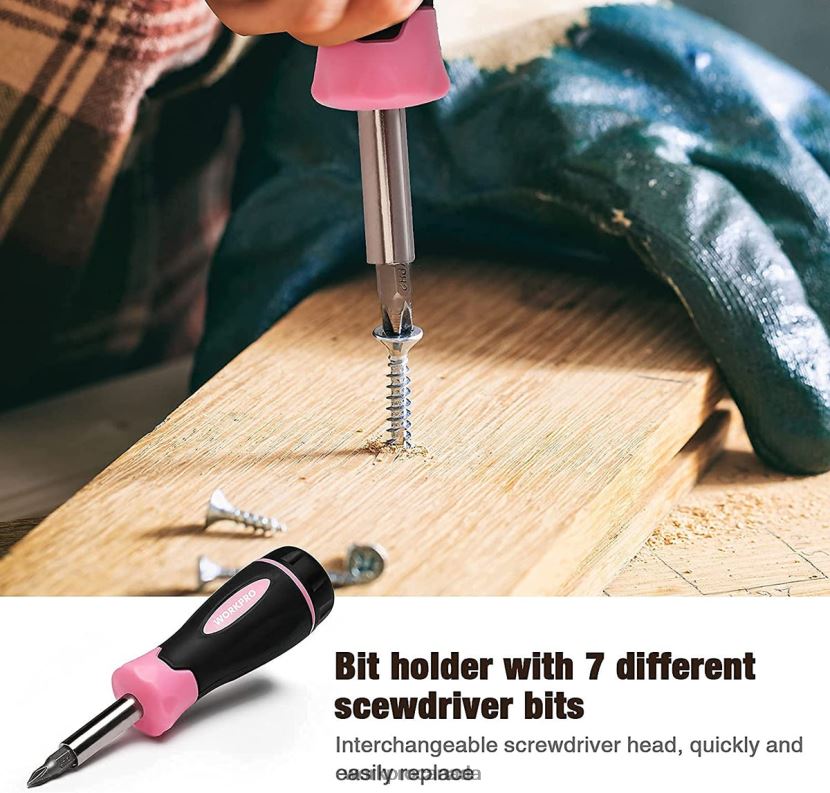 Pink WORKPRO 10 Pcs Household Tools Kit for Women with Screwdriver Bits Holder Set Tool ZNRDXV243