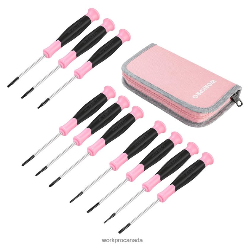 Pink WORKPRO 10 Pcs Precision Screwdriver Set with Pouch, Phillips, Slotted, Torx Star, Magnetic Tip Small Screwdriver Repair Kit Tool ZNRDXV255