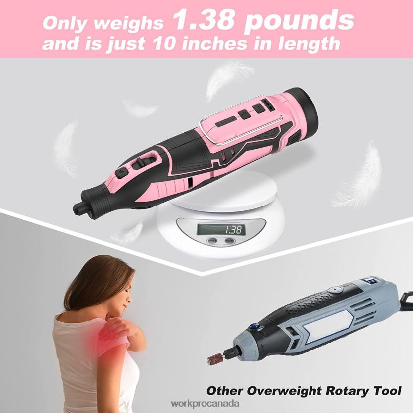 Pink WORKPRO 12V Cordless Rotary Tool Kit, 5 Variable Speeds, 114 Easy Change Accessories Tool ZNRDXV267