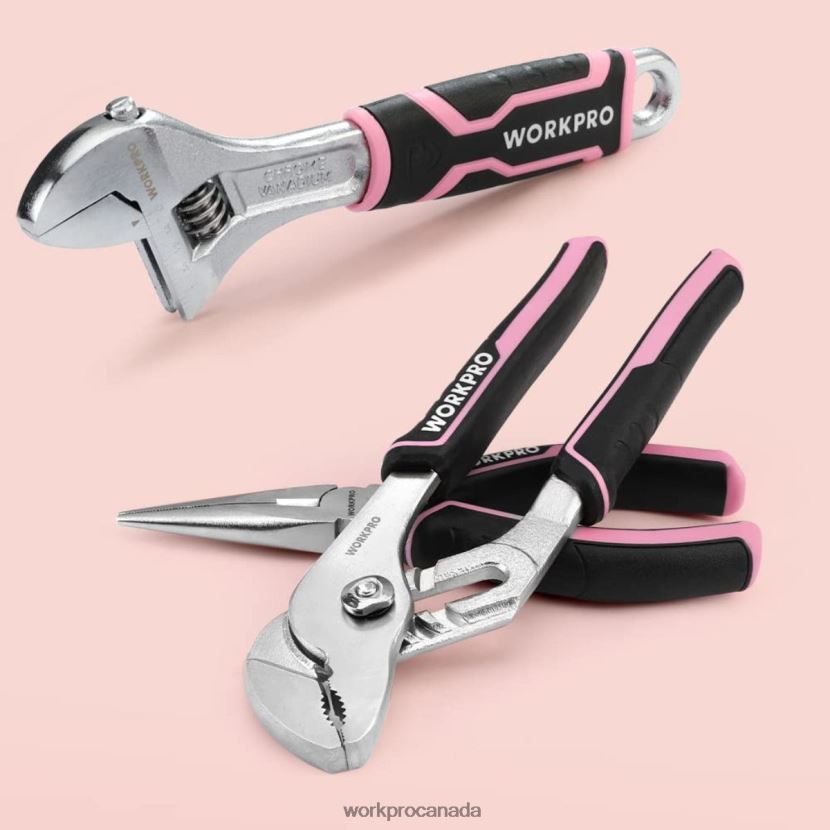 Pink WORKPRO 55 Pcs Tools Set, 3.7V Rotatable Cordless Screwdriver and Household Tool Kit Tool ZNRDXV264