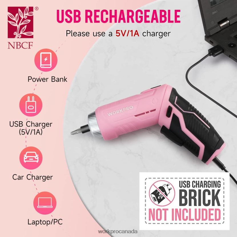 Pink WORKPRO 75 Pcs Tools Set, 3.7V Rotatable Cordless Screwdriver, and Household Tool Kit Tool ZNRDXV260