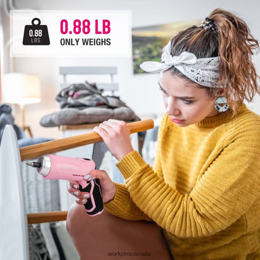 Pink WORKPRO 75 Pcs Tools Set, 3.7V Rotatable Cordless Screwdriver, and Household Tool Kit Tool ZNRDXV260