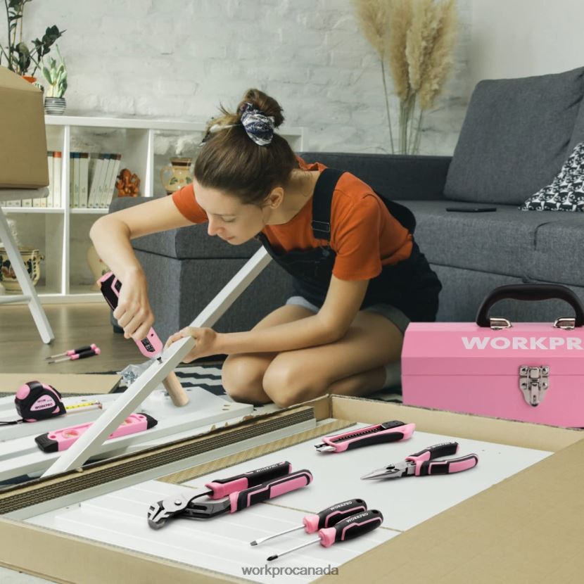 Pink WORKPRO 75 Pcs Tools Set, 3.7V Rotatable Cordless Screwdriver, and Household Tool Kit Tool ZNRDXV260