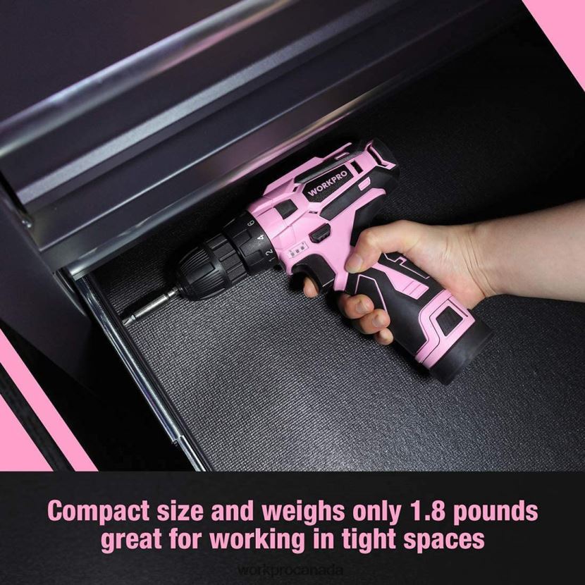 Pink WORKPRO Cordless Drill Driver Set 12V Electric Screwdriver Driver Tool Kit for Women Tool ZNRDXV263