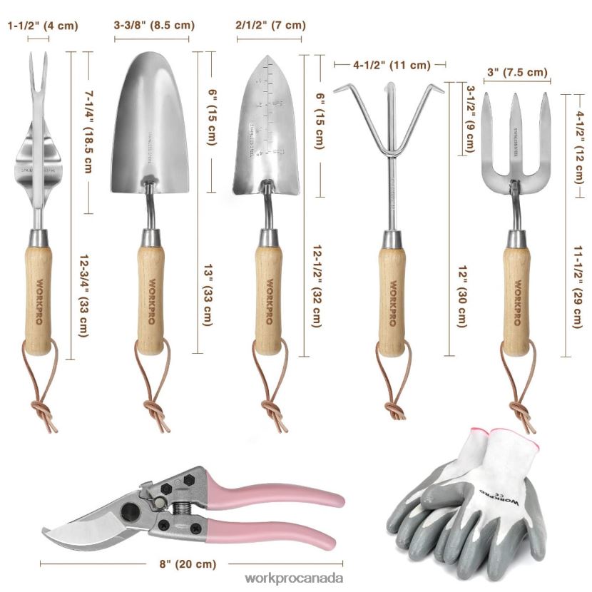 Pink WORKPRO Garden Tools 7 Pcs Set, Stainless Steel Heavy Duty Gardening Tools Tool ZNRDXV252