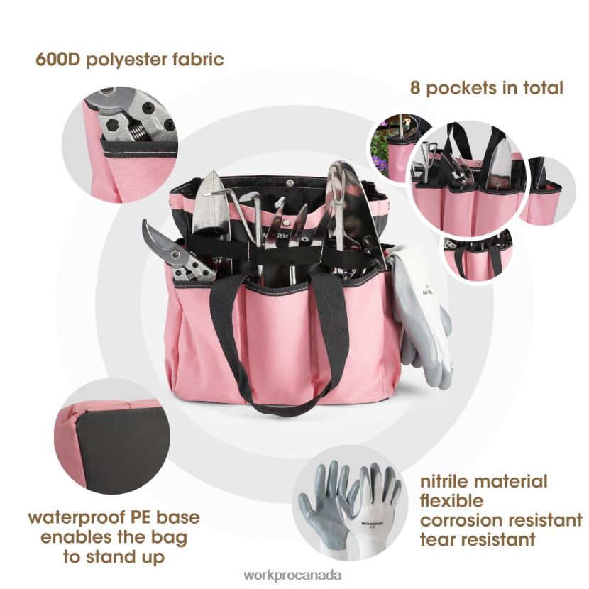Pink WORKPRO Garden Tools 7 Pcs Set, Stainless Steel Heavy Duty Gardening Tools Tool ZNRDXV252