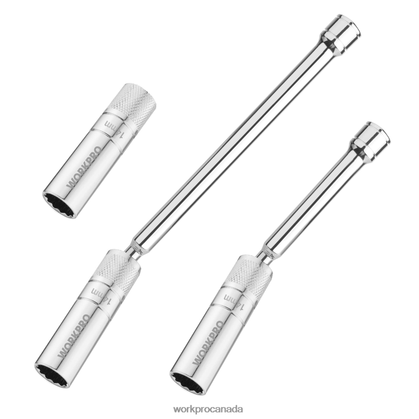 Helpful WORKPRO 3 Pcs-14mm Thin Wall Socket with 6- and 10-inch ExtensionsMagnetic Swivel Spark Plug Socket Set Tool ZNRDXV143