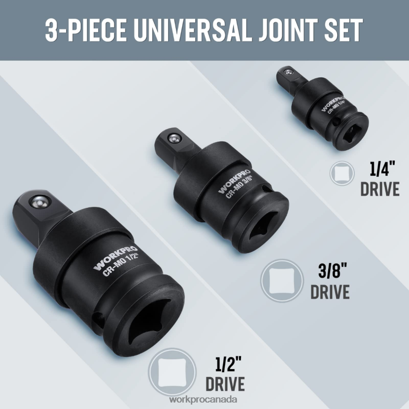 Helpful WORKPRO 3 Piece-Impact Universal Joint Set Tool ZNRDXV148