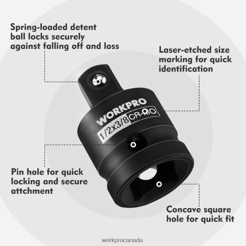 Helpful WORKPRO 4 Piece-Impact Driver Socket Adapter and Reducer Set, Wrench Conversion Kit Tool ZNRDXV94
