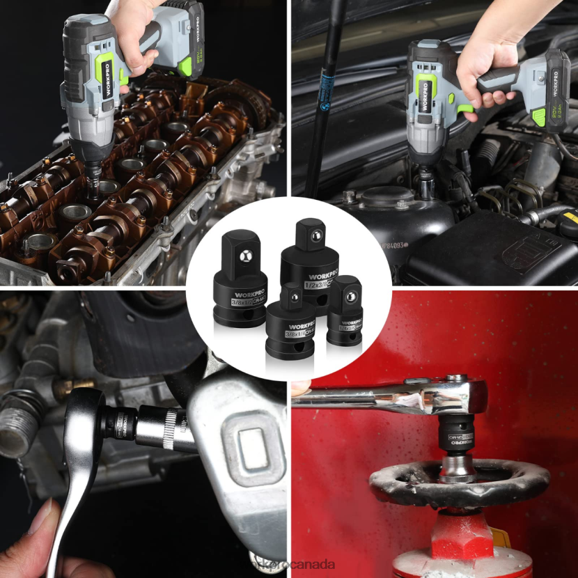Helpful WORKPRO 4 Piece-Impact Driver Socket Adapter and Reducer Set, Wrench Conversion Kit Tool ZNRDXV94