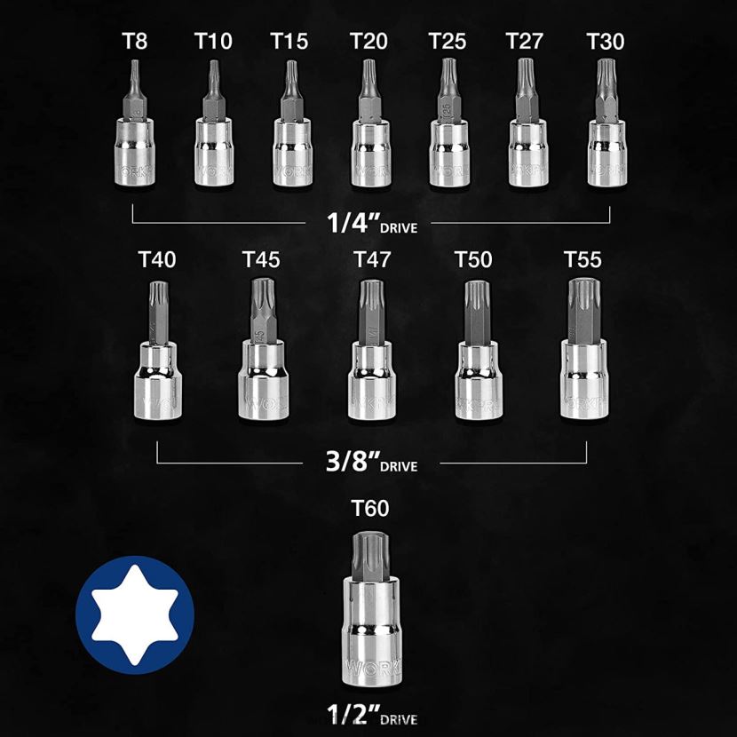 Morden WORKPRO 13 pcs Torx Bit Socket Set (For Hand Use Only) Tool ZNRDXV127