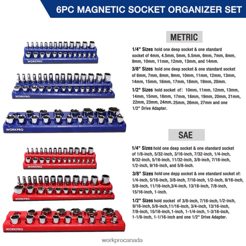 Morden WORKPRO Magnetic Receptacle Organizer Set of 6 Tool ZNRDXV126