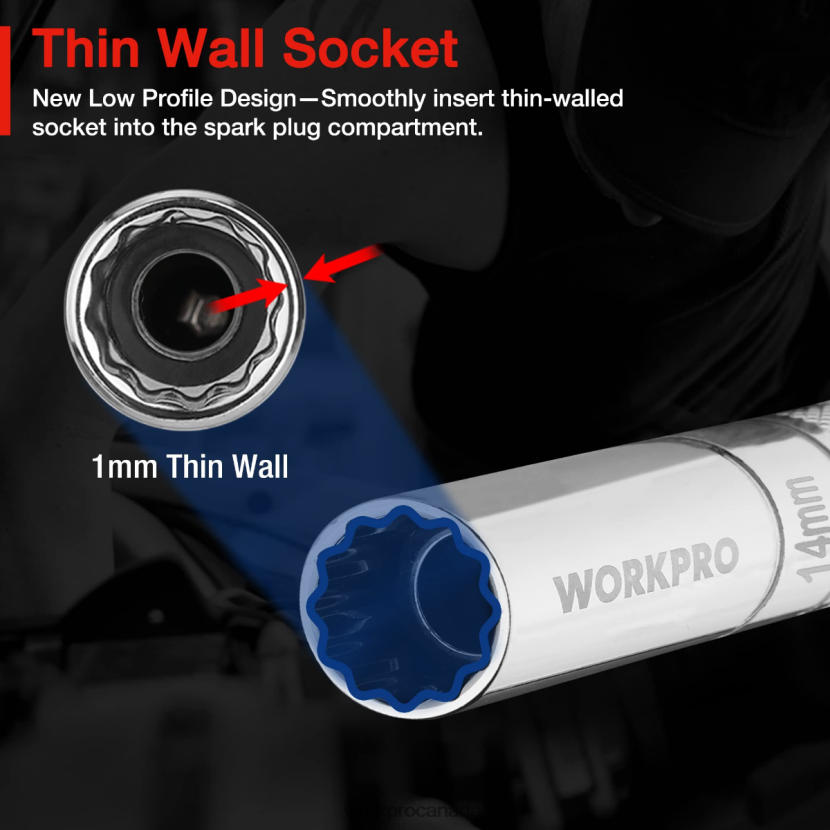Morden WORKPRO Magnetic Swivel Spark Plug With Thin Wall Socket Tool ZNRDXV144