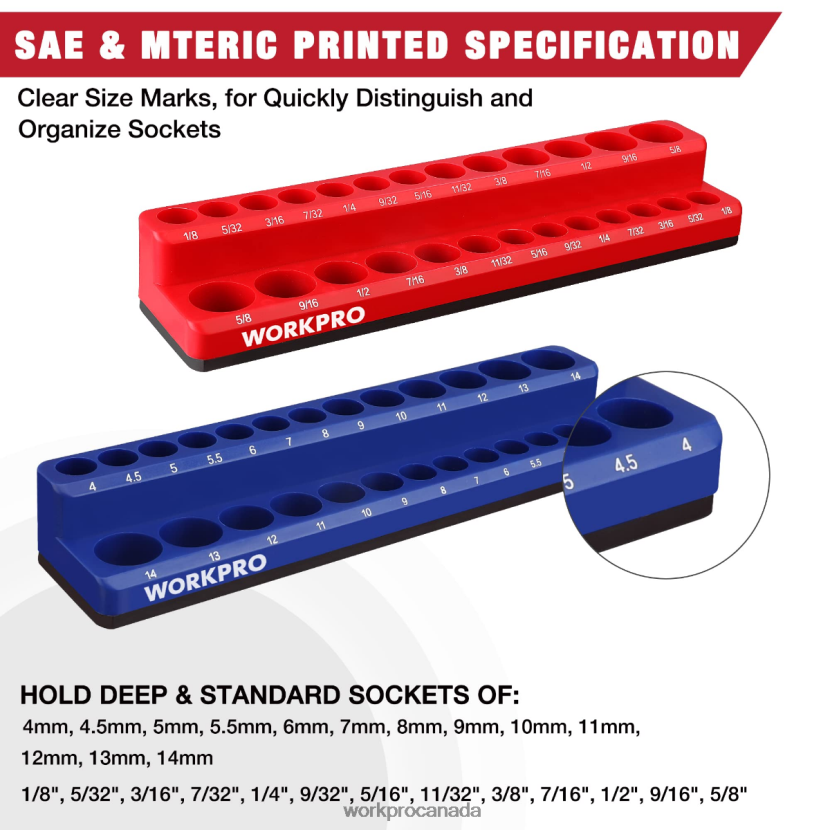 New WORKPRO Magnetic Socket Organizer Set Tool ZNRDXV131