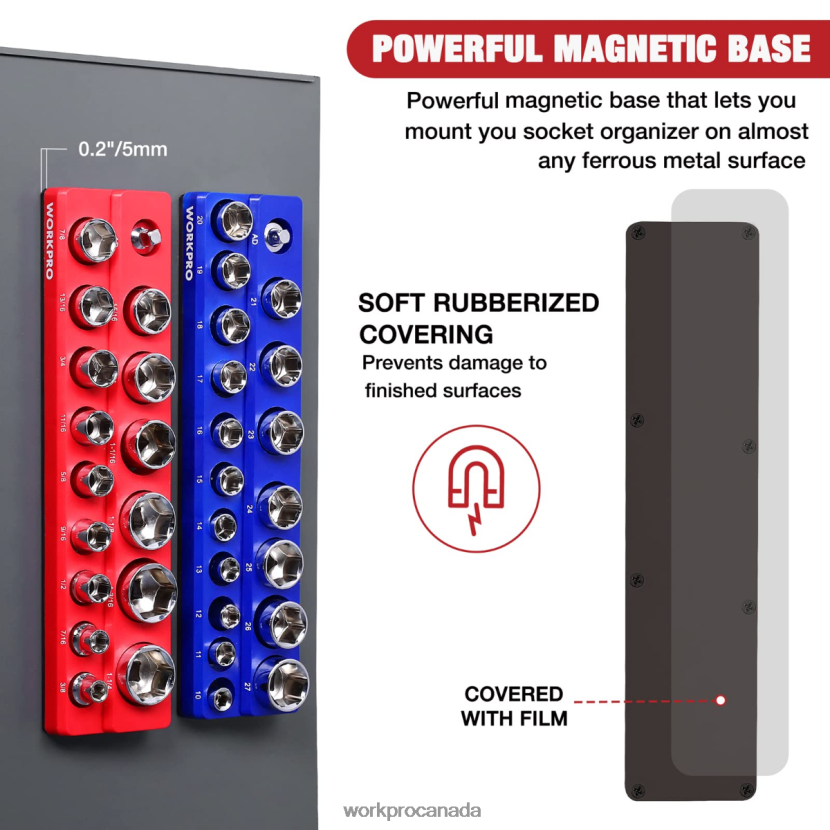 New WORKPRO Magnetic Socket Organizer Set Tool ZNRDXV131