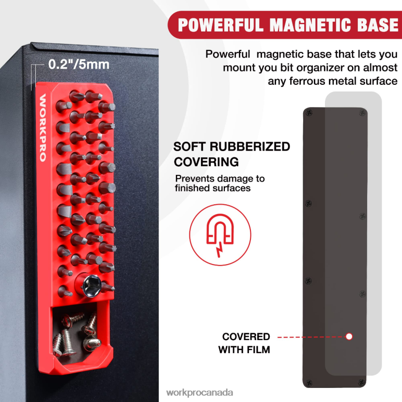 Red/Blue WORKPRO Magnetic Hex 39 Hole Screwdriver Drill Bit Organizer for 1/4 Inch Hex Bit & Drive Bit Adapter Tool ZNRDXV132