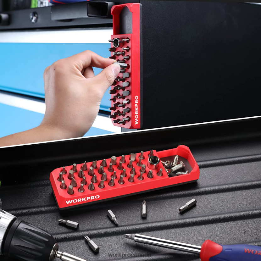 Red/Blue WORKPRO Magnetic Hex 39 Hole Screwdriver Drill Bit Organizer for 1/4 Inch Hex Bit & Drive Bit Adapter Tool ZNRDXV132