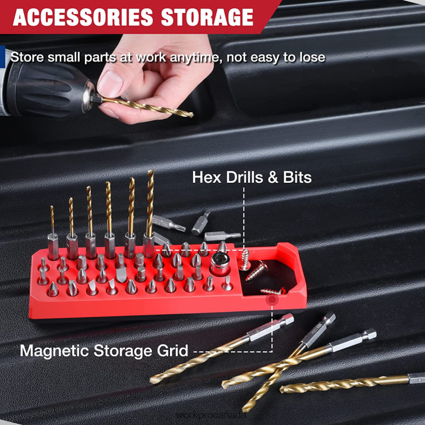 Red/Blue WORKPRO Magnetic Hex 39 Hole Screwdriver Drill Bit Organizer for 1/4 Inch Hex Bit & Drive Bit Adapter Tool ZNRDXV132