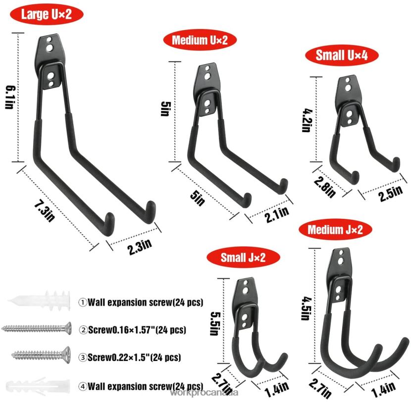 Useful WORKPRO 12 Pcs Garage Hook Set, Heavy Duty Steel Garage Hangers, Utility Wall Mount Hooks, Tool Hangers for Bikes, Garden Tools, Ladders and Bulky Items Tool ZNRDXV133
