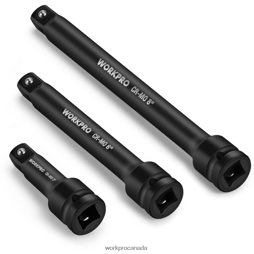 Useful WORKPRO 3 Piece-3, 6, 8 Inch 1/2-Inch Socket Drive Impact Extension Bar Sets Tool ZNRDXV202
