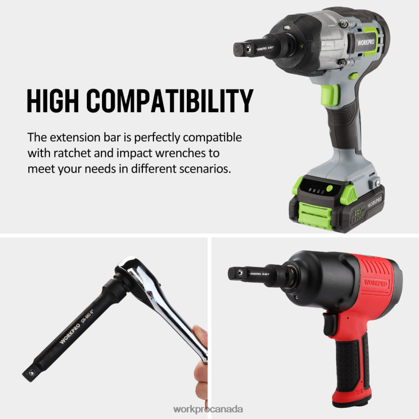Useful WORKPRO 3 Piece-3, 6, 8 Inch 1/2-Inch Socket Drive Impact Extension Bar Sets Tool ZNRDXV202