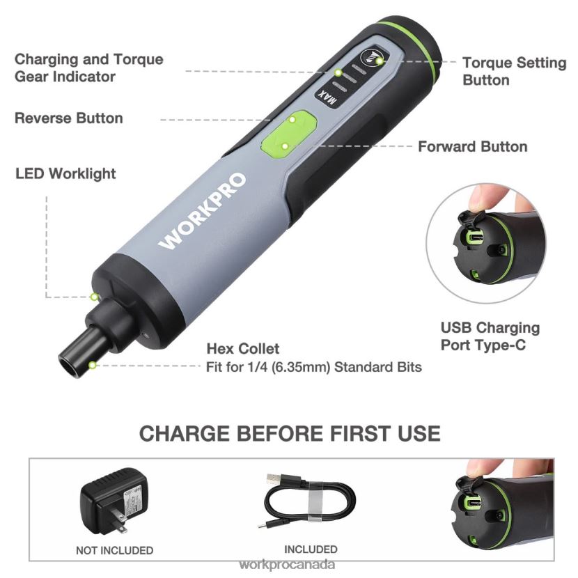 Useful WORKPRO 4V Electric Screwdriver, Rechargeable Cordless Screwdriver Set with LED Light Tool ZNRDXV232