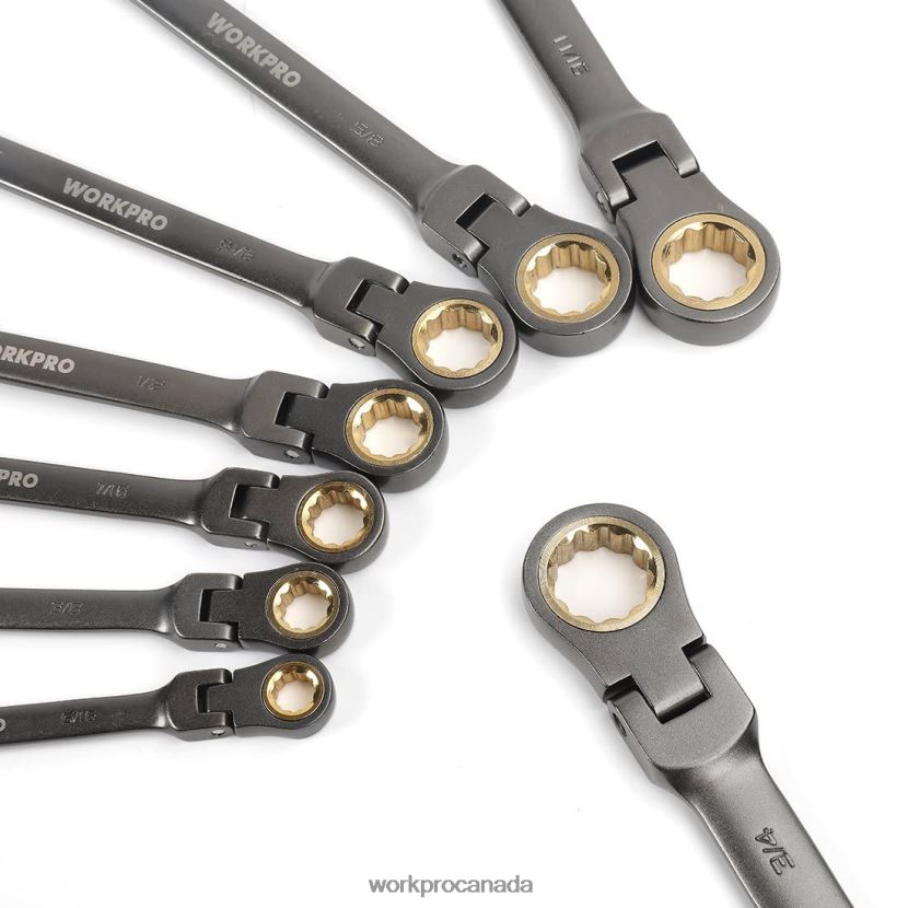 Useful WORKPRO 8 Pcs Flex-Head Ratcheting Combination Wrench Set with Organizer Bag Tool ZNRDXV86