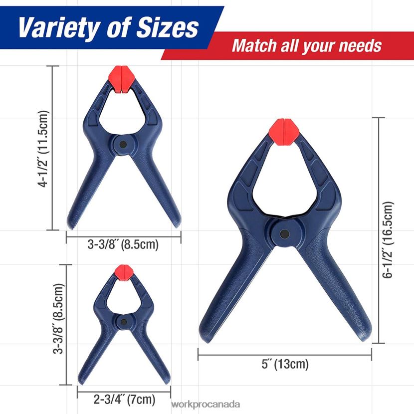 Blue WORKPRO 16 Pcs Nylon Spring Clamp Set for Woodworking Photography Studios and DIY Works Tool ZNRDXV119