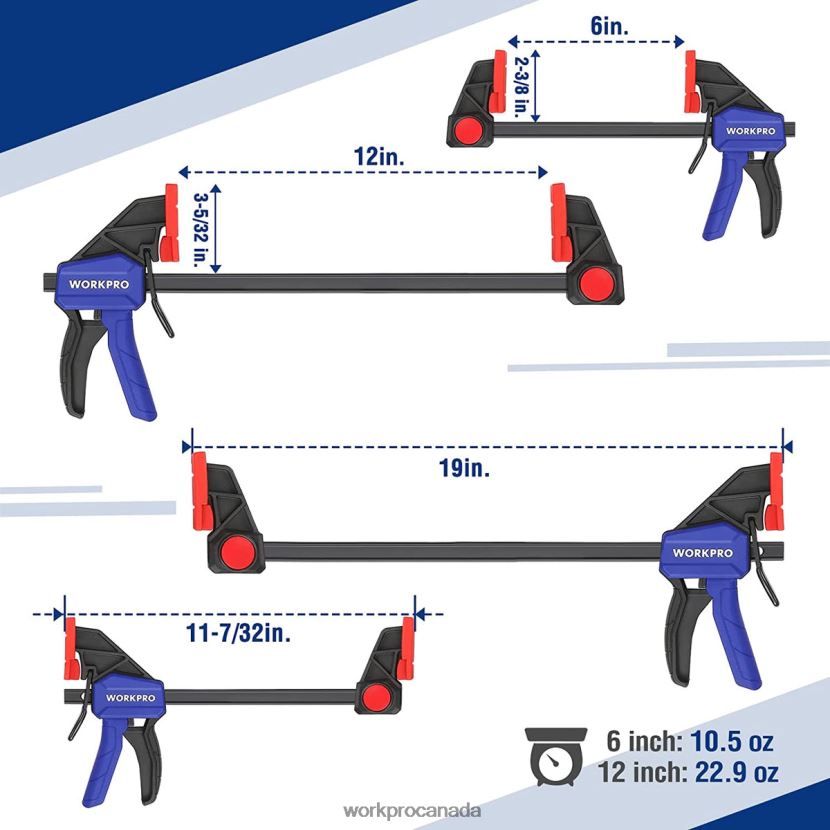 New WORKPRO Bar Clamps for Woodworking, 150/300lbs CAP Tool ZNRDXV121