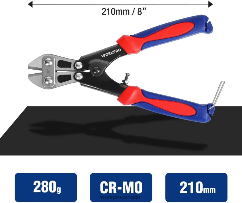 Morden WORKPRO Mini Bolt Cutter 8-inch/210mm, CR-MO Small Bolt Cutter Tool ZNRDXV157