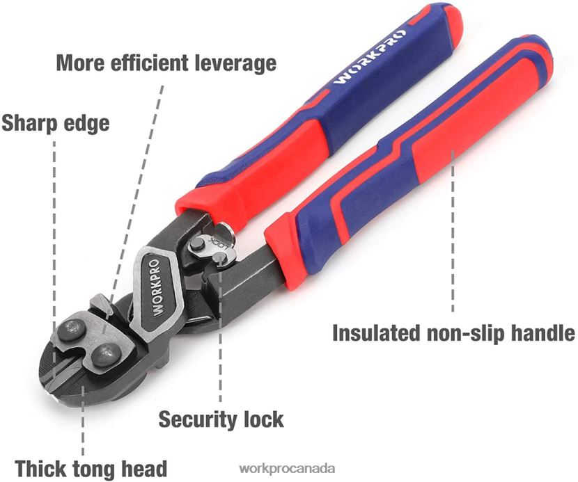Morden WORKPRO Mini Bolt Cutter with Security Lock & More Efficient Leverage Tool ZNRDXV154