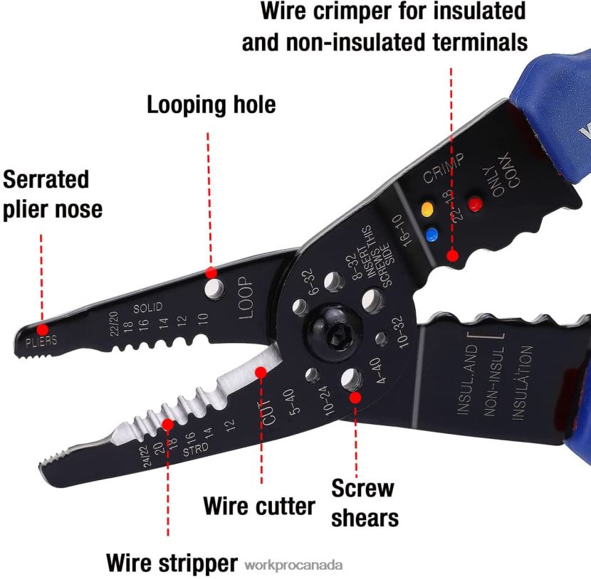 Useful WORKPRO 8-Inch Wire Stripper, Multi-Tool Wire Cutter for Stripping, Cutting and Crimping Tool ZNRDXV158